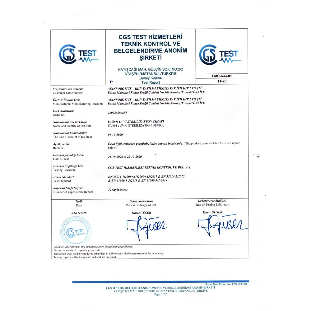 UV-C STERİLİZASYON ROBOTU